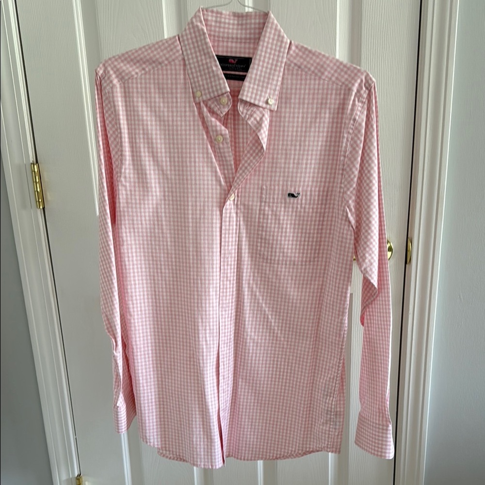 Pink Casual Button Down Shirt with Classic Collar